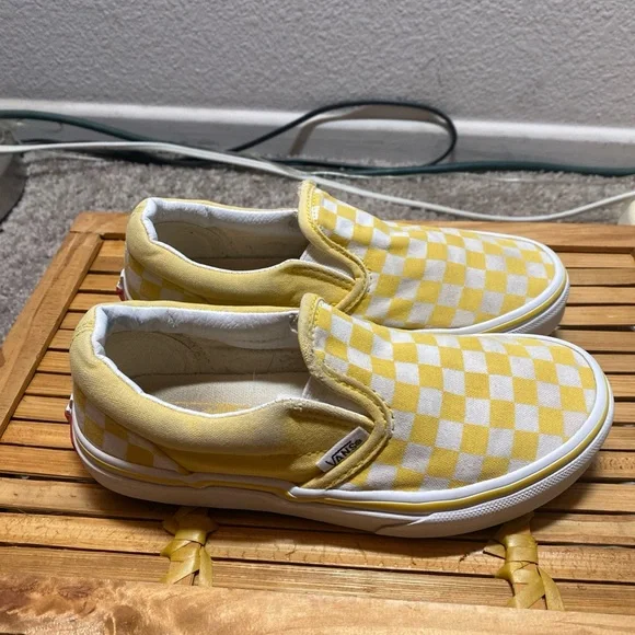 Vans | Shoes | Vans Yellow And White Checkered Slipon  display picture 2